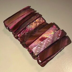 𝅺vtg Mother of Pearl MOP Stick Dyed Pink Stretch Bracelet 6” - 9”